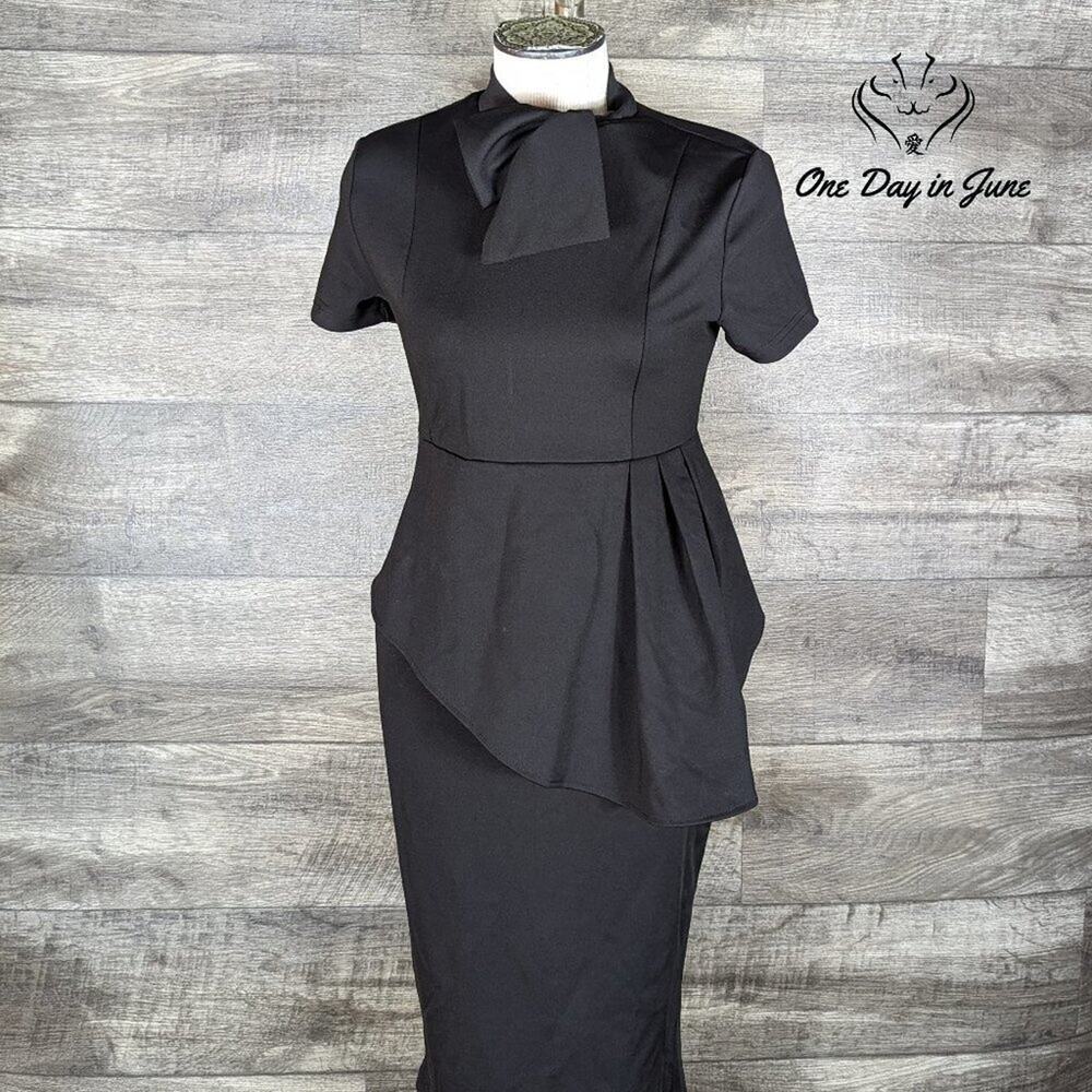 Romwe Zip Back Short Sleeve High Neck Dress Size L